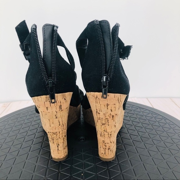 Rampage strap Black cork wedge sandals size 8‎ - Picture 13 of 13